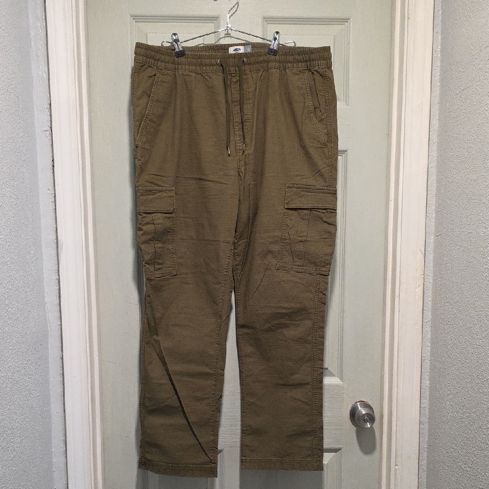Old Navy UEC Jurassic Green Elastic Waist Cargo Pants Straight Leg